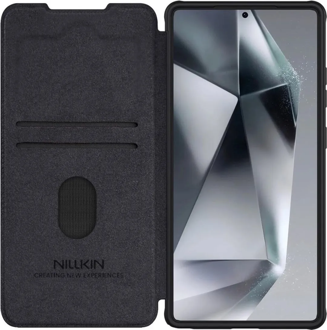 Nillkin Qin Pro Hoesje Samsung Galaxy S25 Ultra - 2 Pasjes - Zwart
