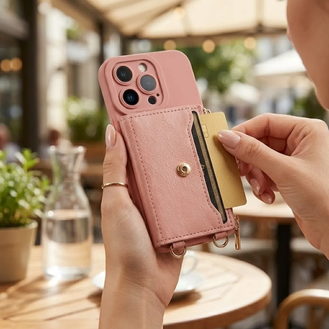 NUVEX iPhone 16 Pro Max Hoesje met Portemonnee - Roze - 4 Pasjes