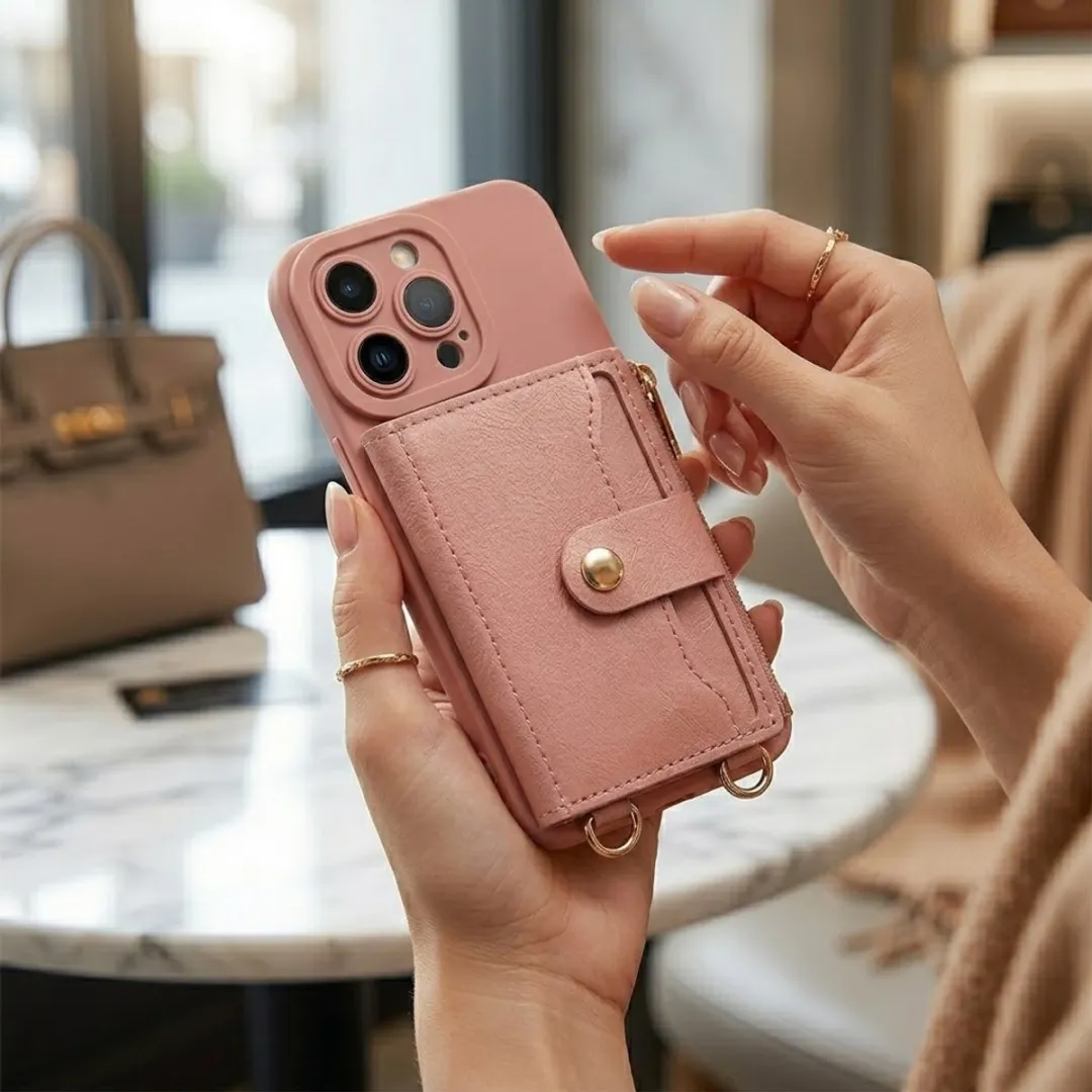 NUVEX iPhone 16 Pro Max Hoesje met Portemonnee - Roze - 4 Pasjes
