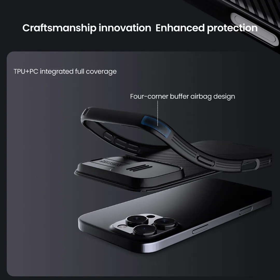 Nillkin Glijdende CamShield Pro Hoes iPhone 16 Pro - Zwart