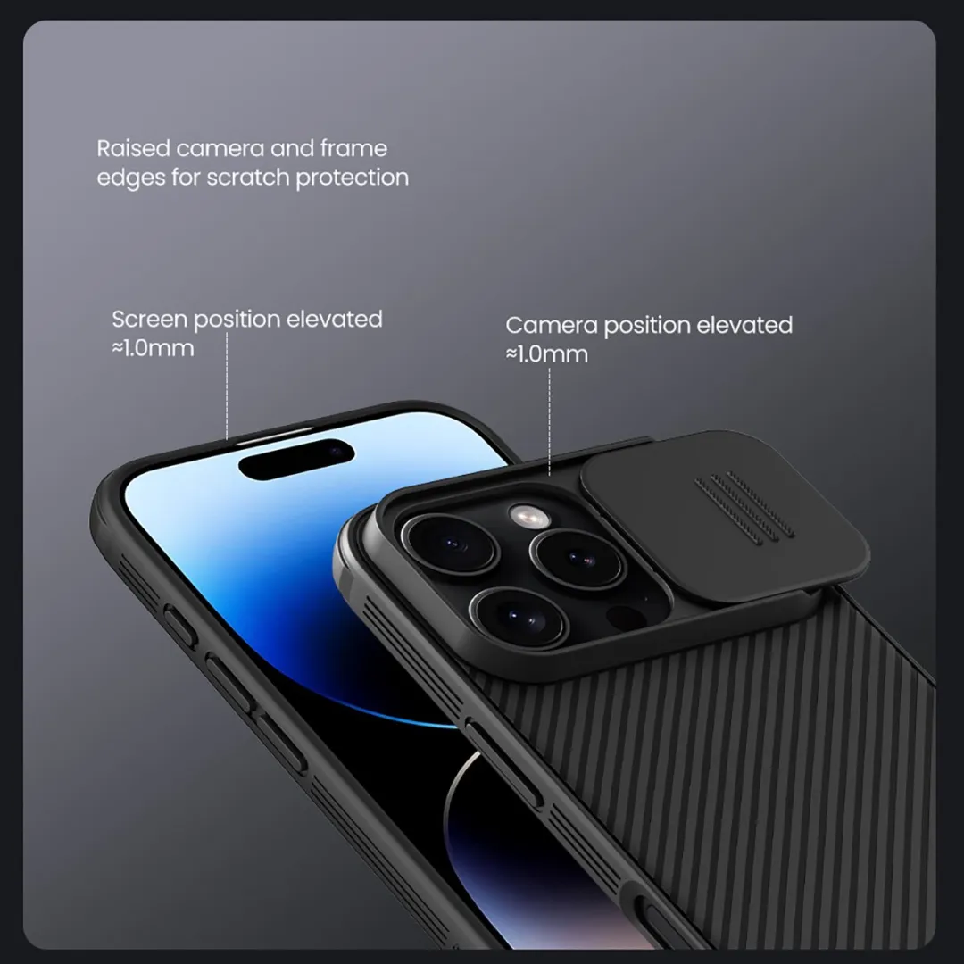 Nillkin Glijdende CamShield Pro Hoes iPhone 16 Pro - Zwart