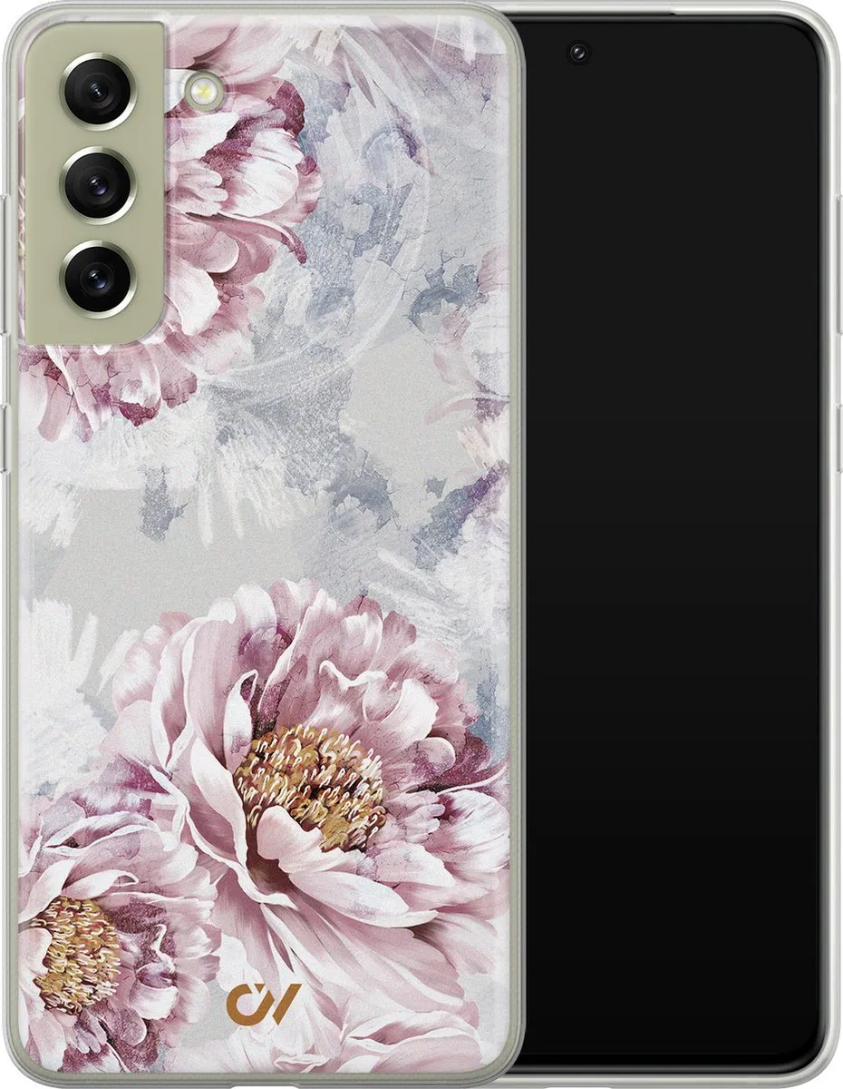 Casevibes Galaxy S21 FE Hoesje Floral Print - Beige