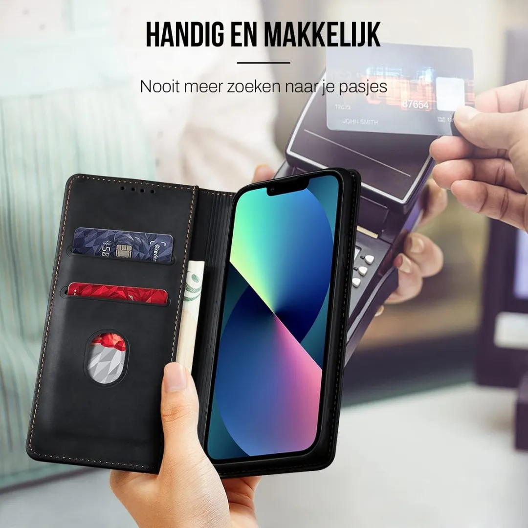 Nuvex iPhone 13 Mini Hoesje met Pasjeshouder - Zwart