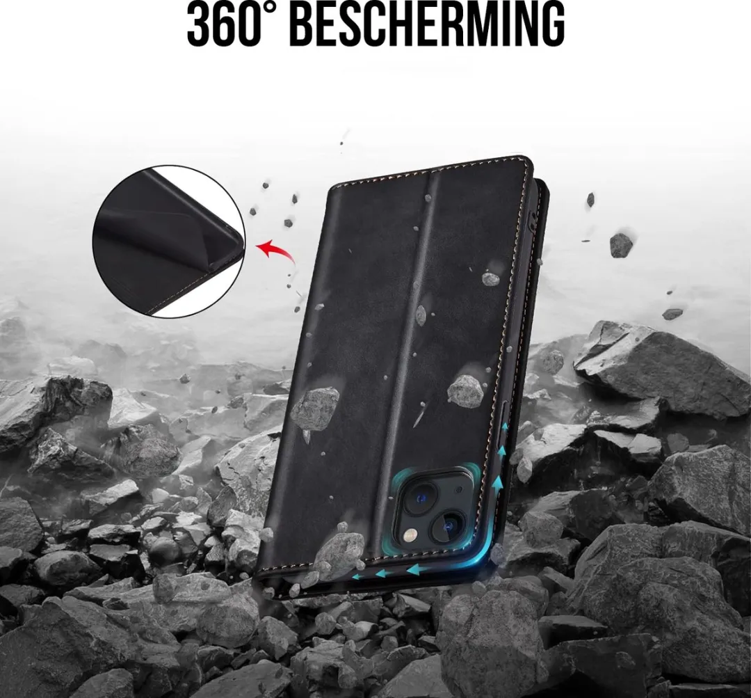 Nuvex iPhone 13 Mini Hoesje met Pasjeshouder - Zwart