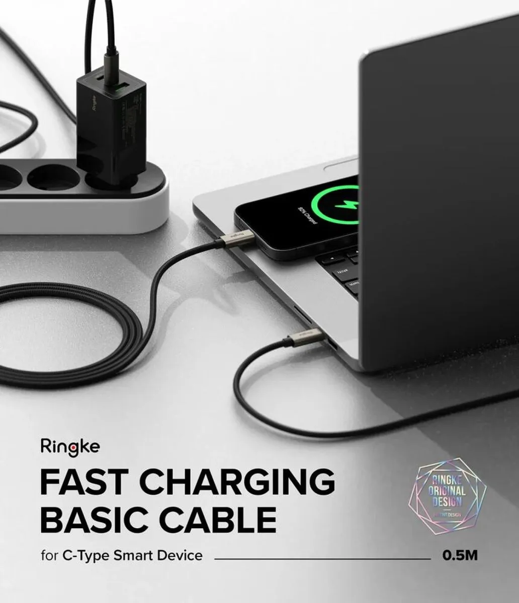 Ringke Fast Charging Basic USB-C Kabel 60W PD 3.0 - 0.5M Zwart