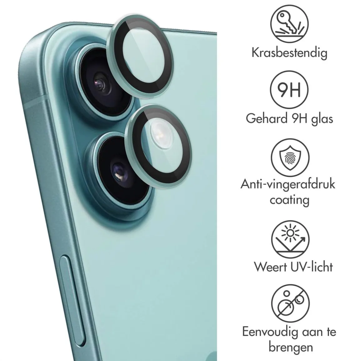 Imoshion Camera Lens Protector iPhone 16/16 Plus - 2 Stuks - Teal