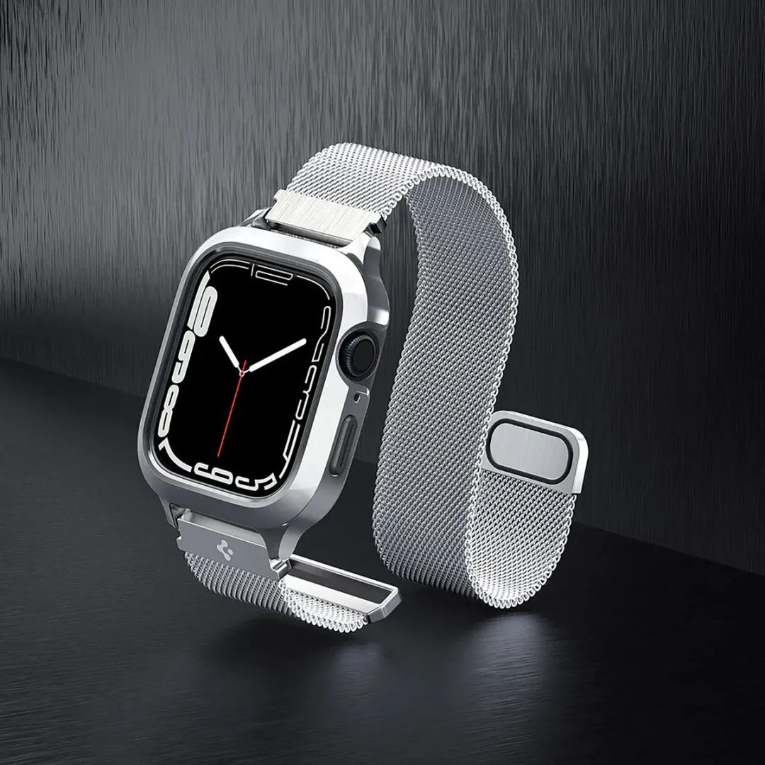 Spigen Metal Fit Pro Apple Watch 45mm - Zilver