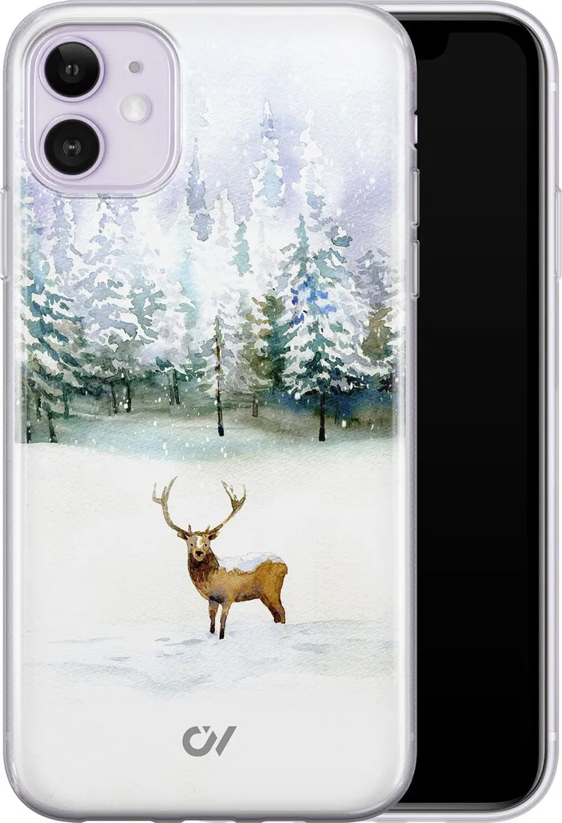 Casevibes iPhone 11 Hoesje - Rendier/Wit - Siliconen A/11/UV/031