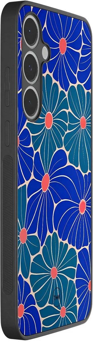 Casevibes S24FE/B/002 Hoesje Samsung Galaxy S24 FE - Indigo Bloemen - Blauw