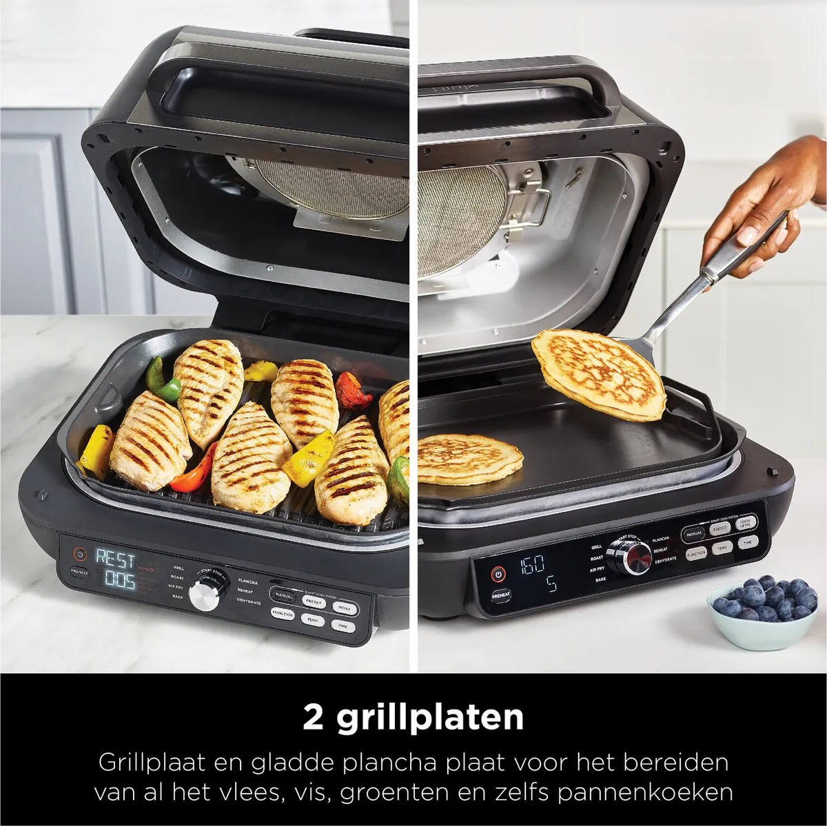Ninja Foodi AG651EU Pro Grill & Airfryer - 2460W - 7 Functies - Zwart/Zilver