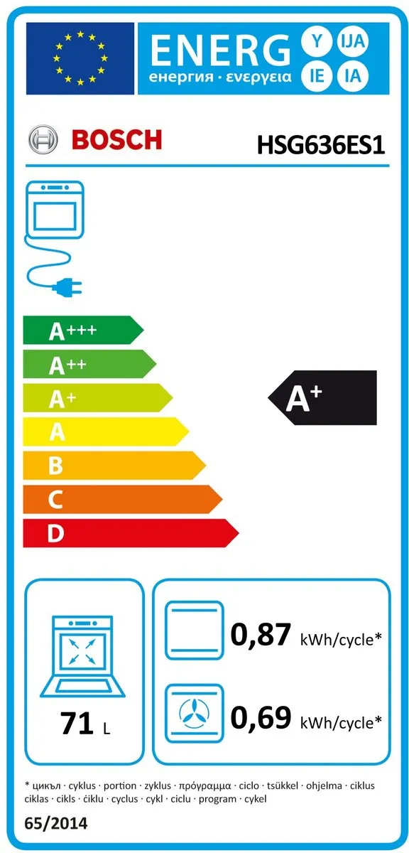 Bosch HSG636ES1 Inbouwoven 71L - Roestvrijstaal