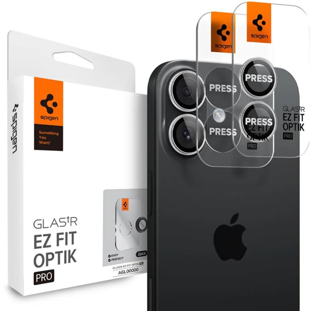 Spigen Optik Pro EZ Fit Lens Protector - Cameralens bescherming (2-pack) geschikt voor Apple iPhone 17 / 16 Plus - Zilver
