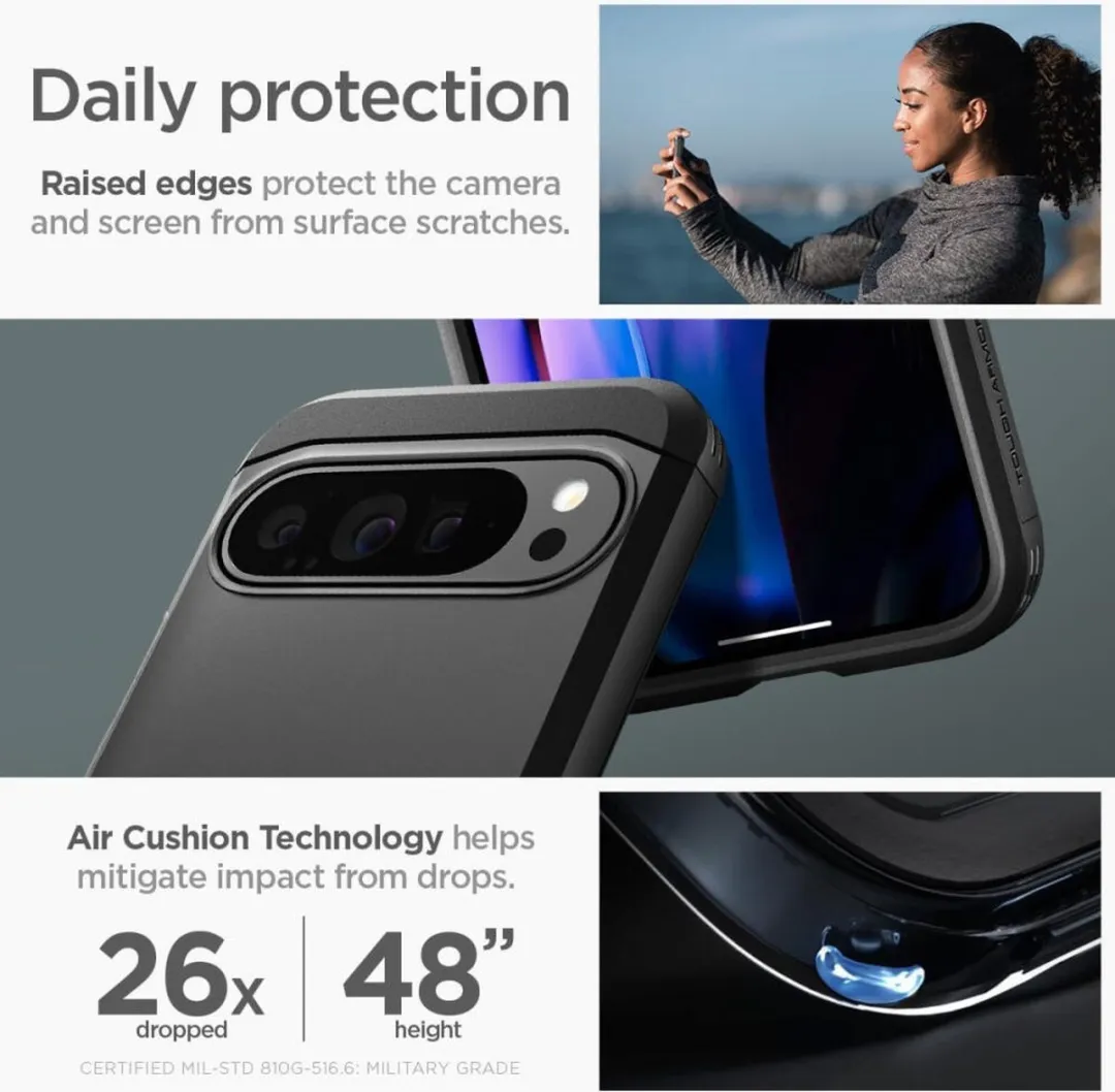 Spigen Tough Armor ACS07692 Hoesje - Google Pixel 9/9 Pro - Zwart - afbeelding 6 van 6