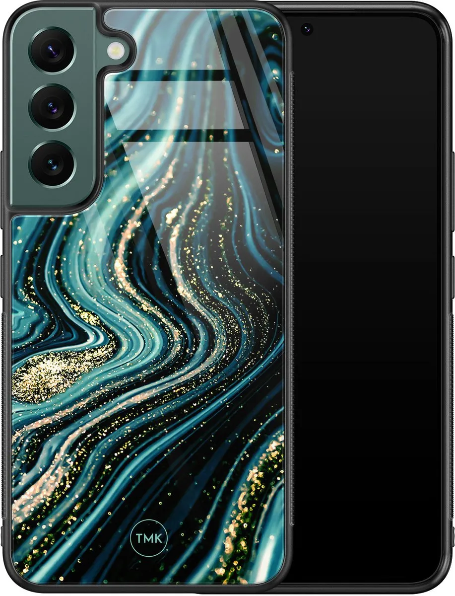 Casevibes Samsung Galaxy S22 Hoesje - Blauw Marmer