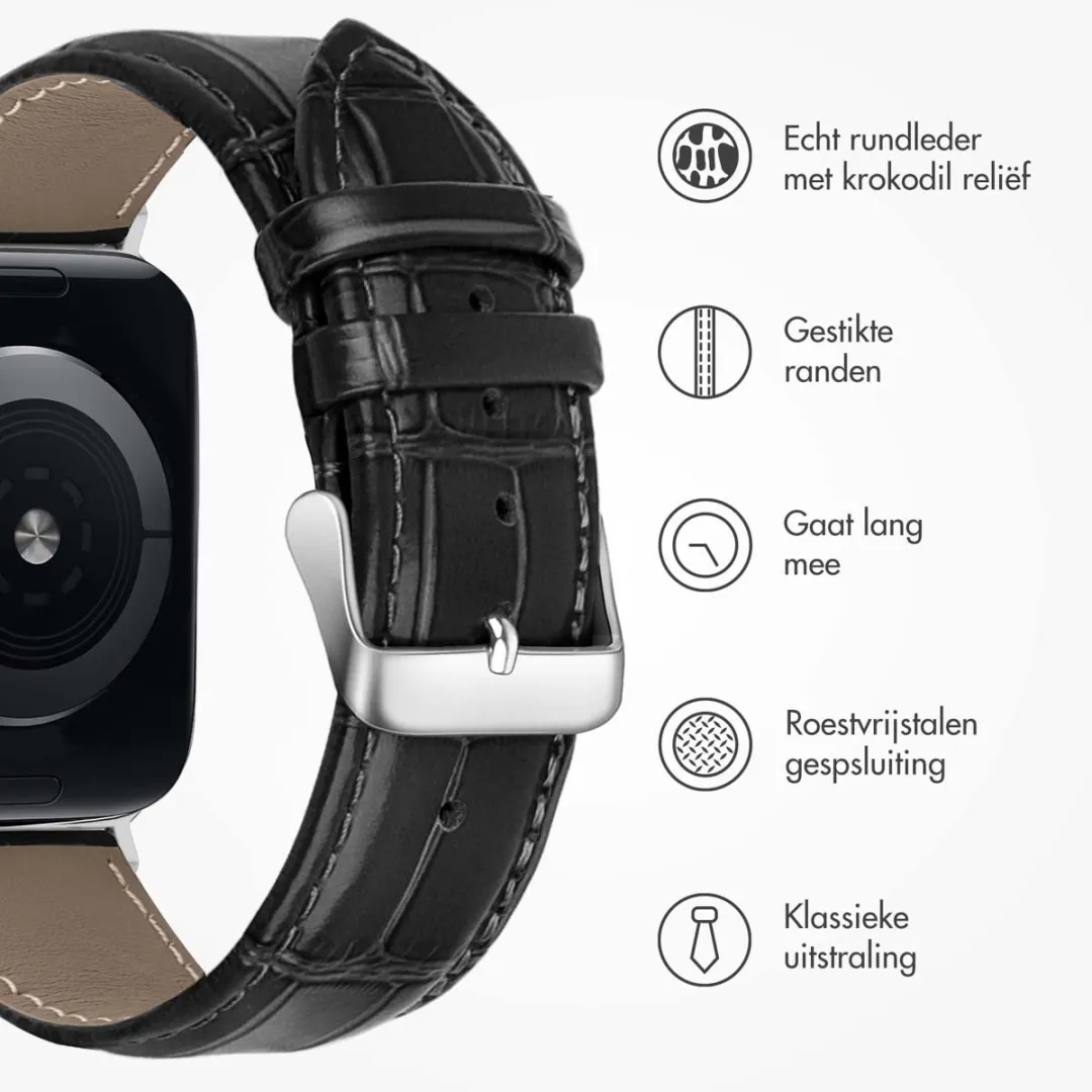 Imoshion Lederen Bandje Apple Watch 42mm - Zwart