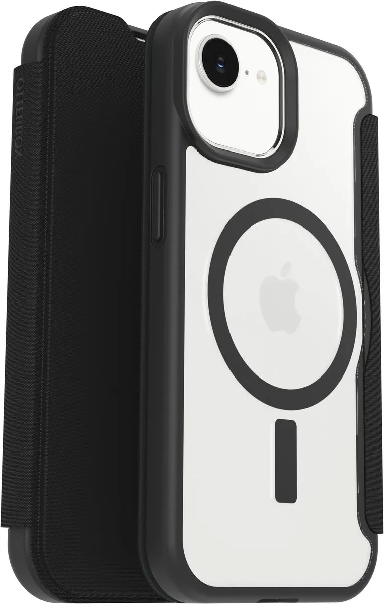 OtterBox React Folio 77-97828 iPhone 16 - MagSafe - 1 Pasje - Zwart/Transparant