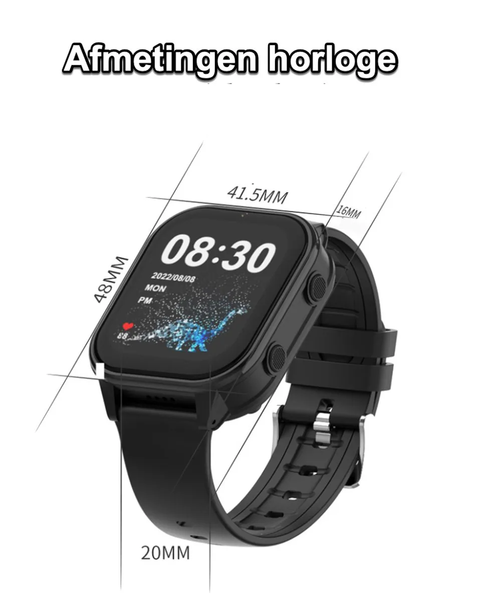 GPSHorlogeKids Edge GPS Horloge - 4G Videobellen - Zwart