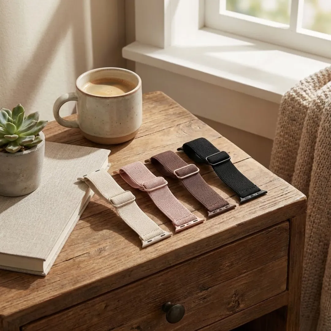 NUVEX Smartwatch Band Set - 4 Stuks - One Size - Beige/Rozebruin/Zwart - afbeelding 4 van 6