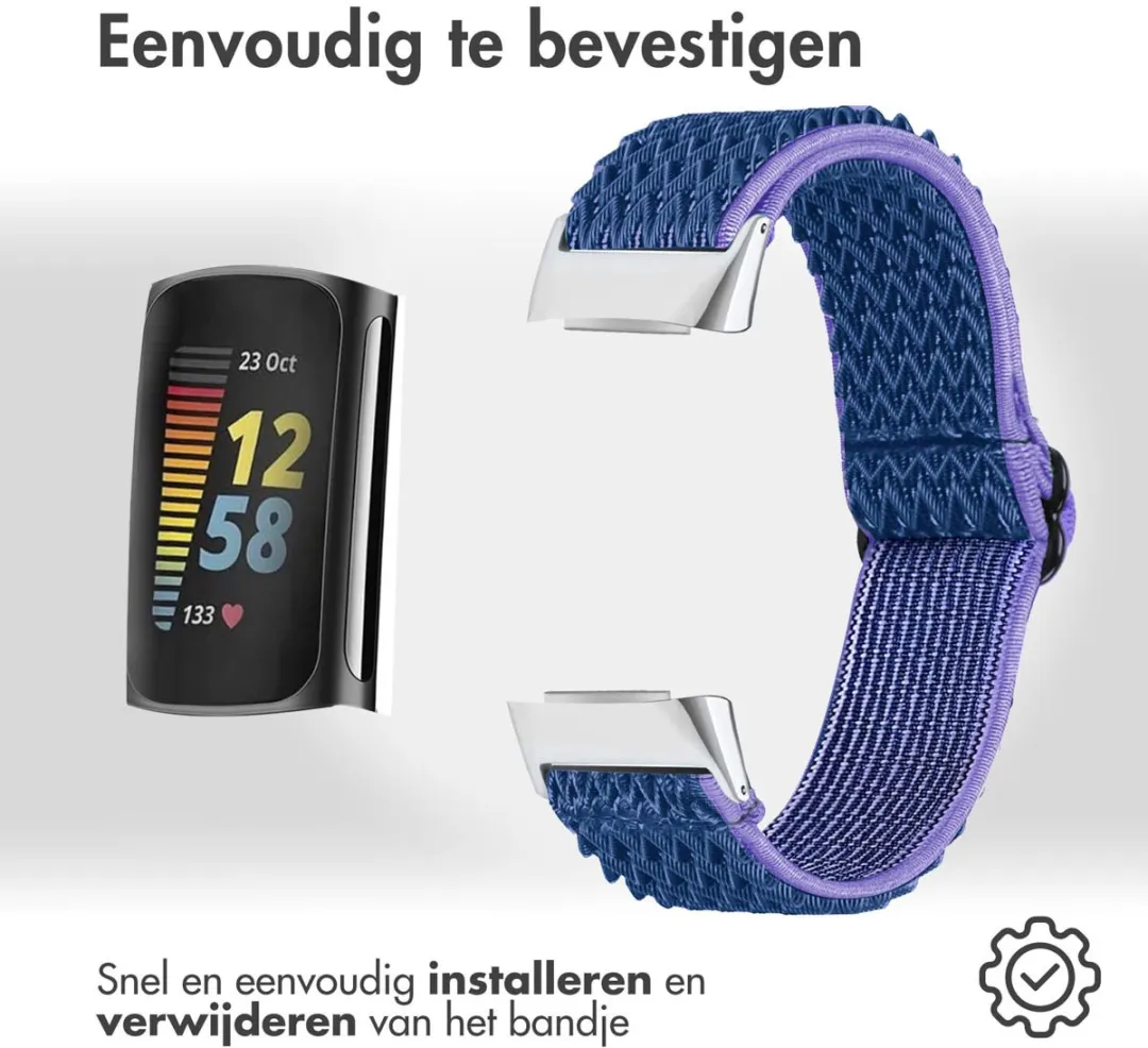Imoshion Elastisch Bandje Fitbit Charge 5 - Donkerblauw