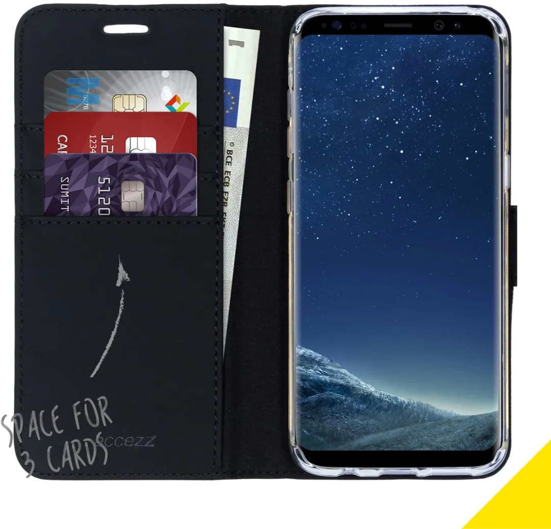 Accezz Hoesje Samsung Galaxy S8 Wallet Softcase - 3 Pasjes - Zwart