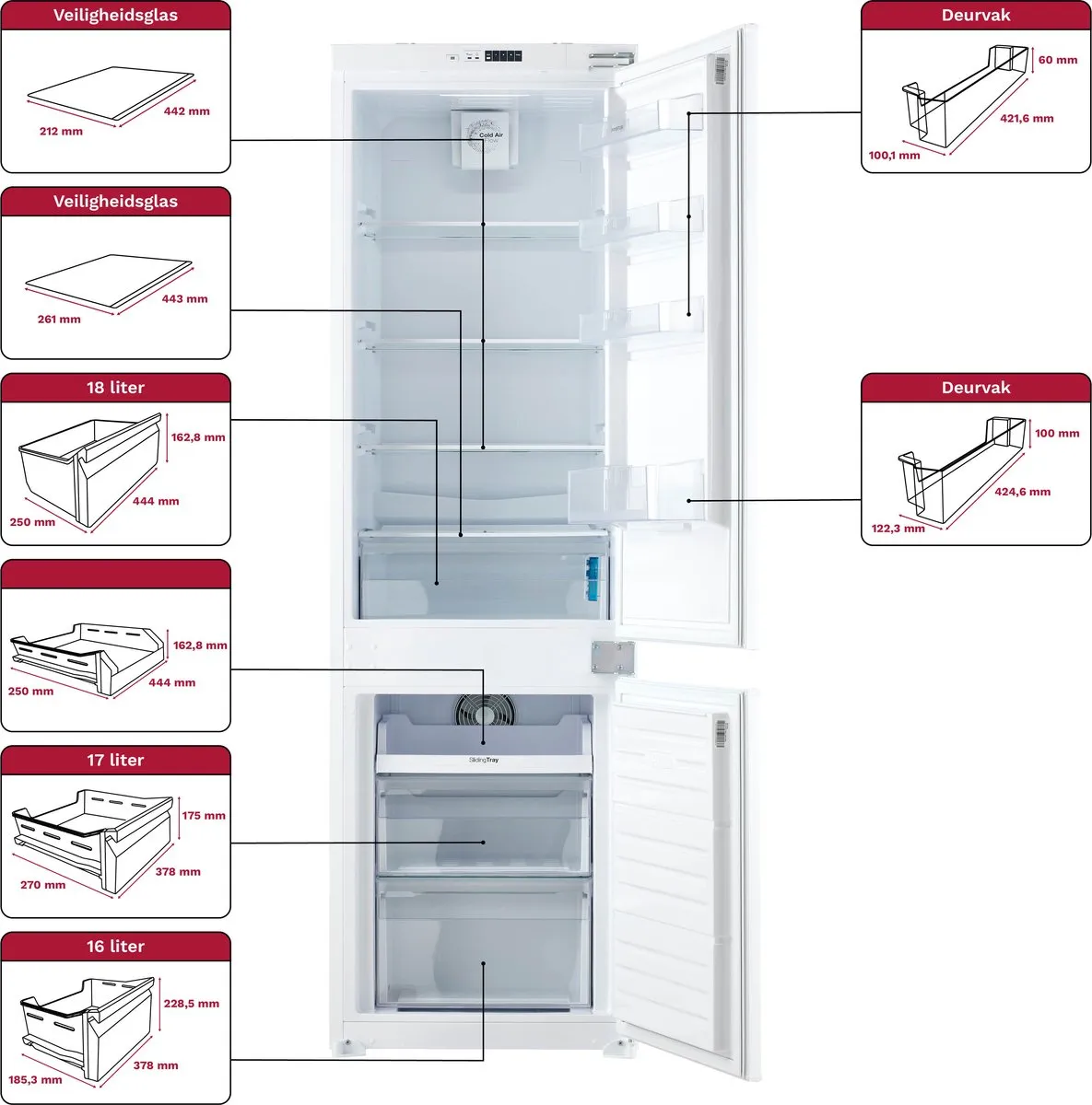 Inventum IKV1788S Inbouw Koel-Vriescombinatie 243L - Wit