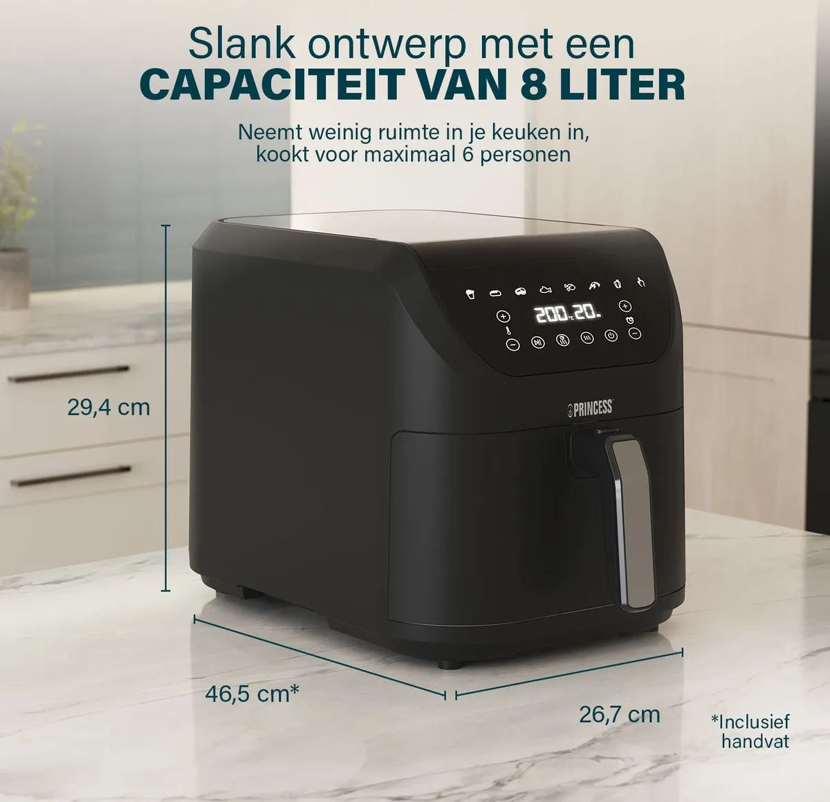 Princess 182256 Airfryer XXL - 8L - 2000W - Zwart