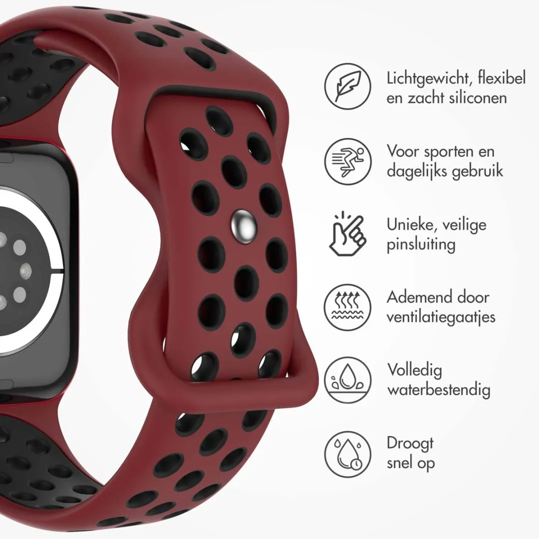 Imoshion Siliconen Sportband Apple Watch 42mm - Wine Red & Black