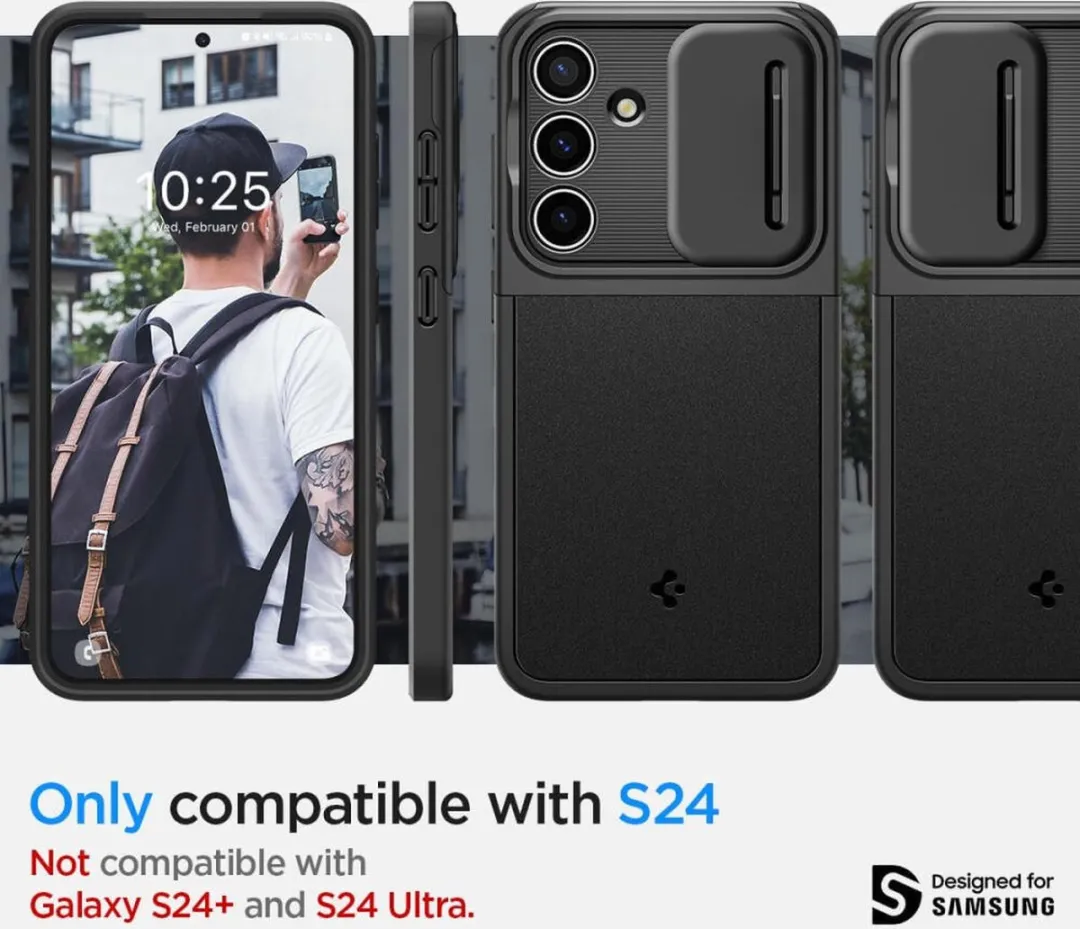 Spigen Optik Armor 12132 Hoesje - Samsung Galaxy S24 - Zwart - afbeelding 6 van 6