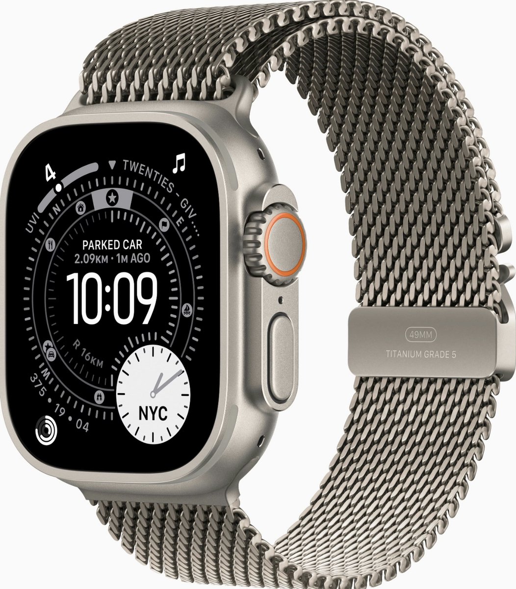 Apple Watch Ultra 3 - Wifi + 5G - 49mm - Natural Titanium Case with Natural Titanium Milanese Loop - Small