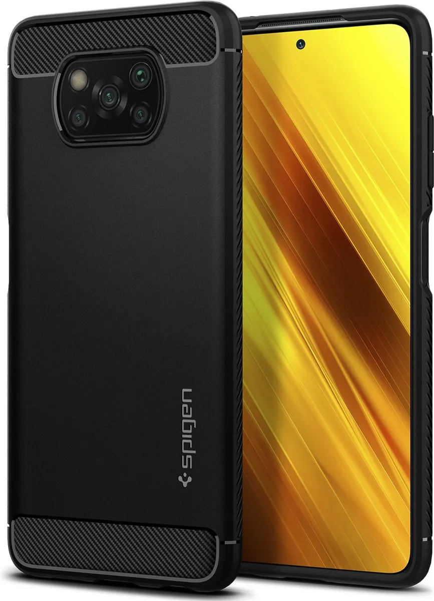 Spigen Poco X3 Rugged Armor Hoesje - Mat Zwart