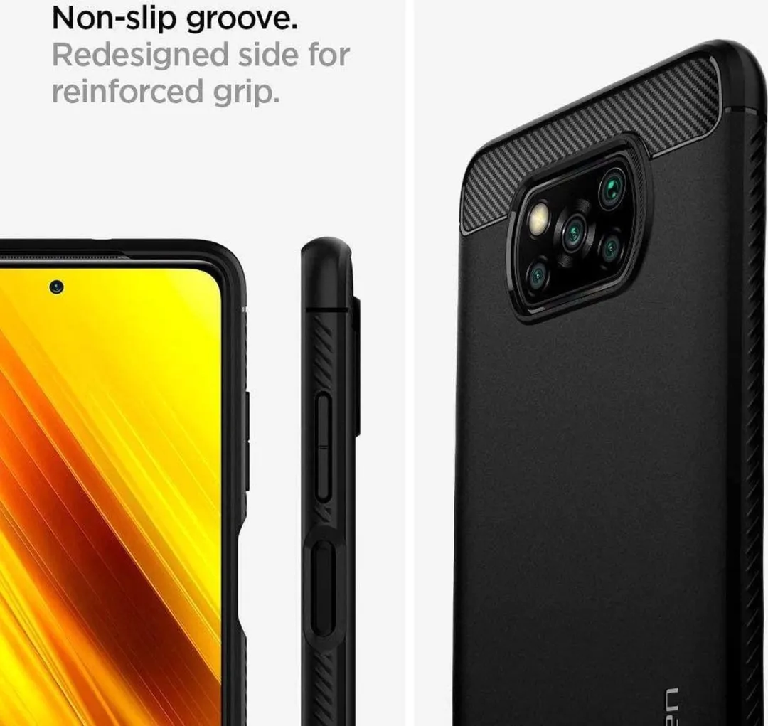 Spigen Poco X3 Rugged Armor Hoesje - Mat Zwart - afbeelding 6 van 6