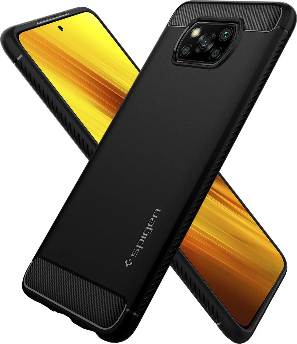 Spigen Poco X3 Rugged Armor Hoesje - Mat Zwart
