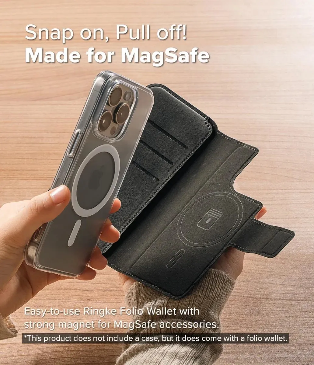 Ringke Folio Wallet Magnetic Portemonnee - iPhone 16 Pro Max/Plus - 3 Pasjes - Zwart