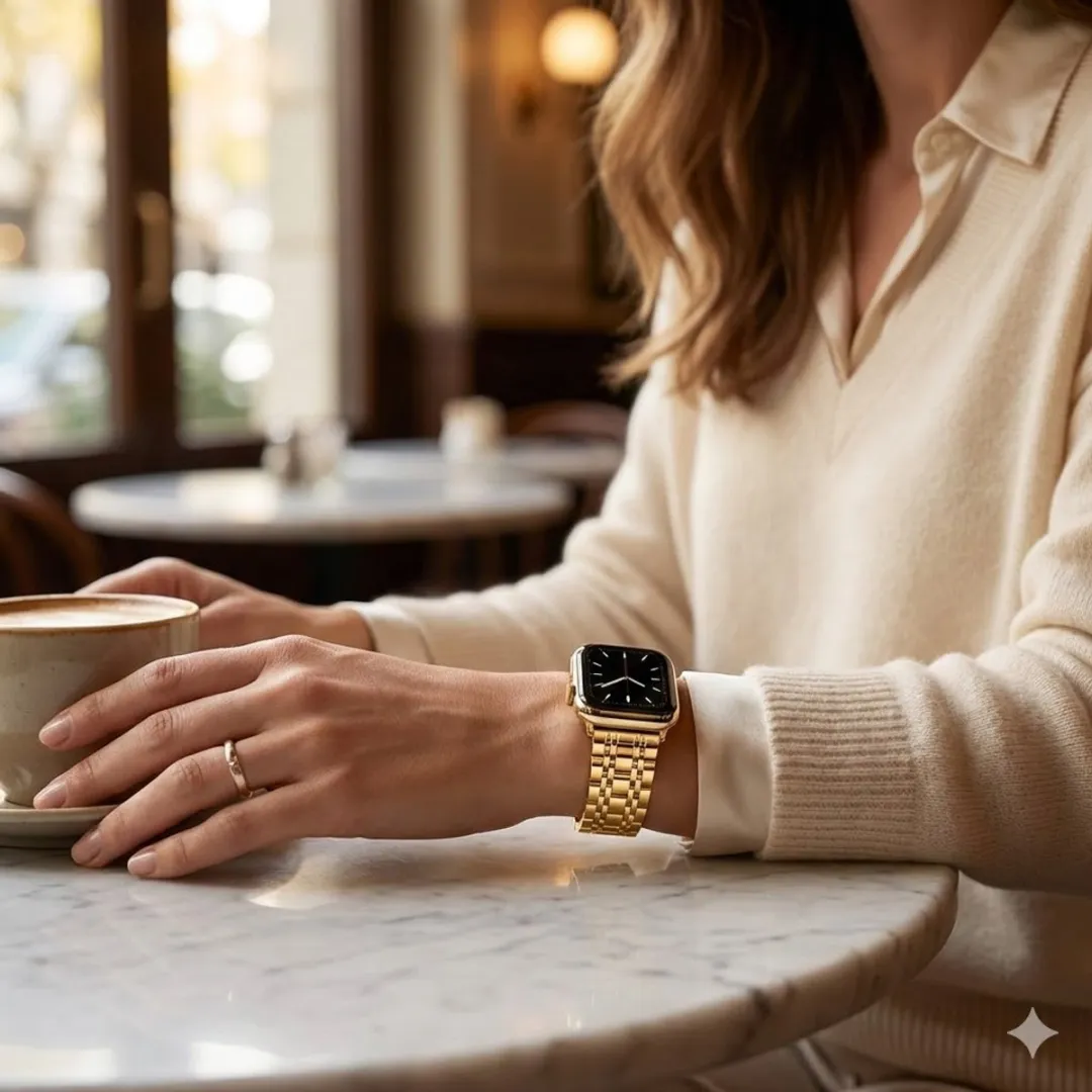 NUVEX Goud Horlogeband Apple Watch 38-42mm - Staal - Vouwsluiting
