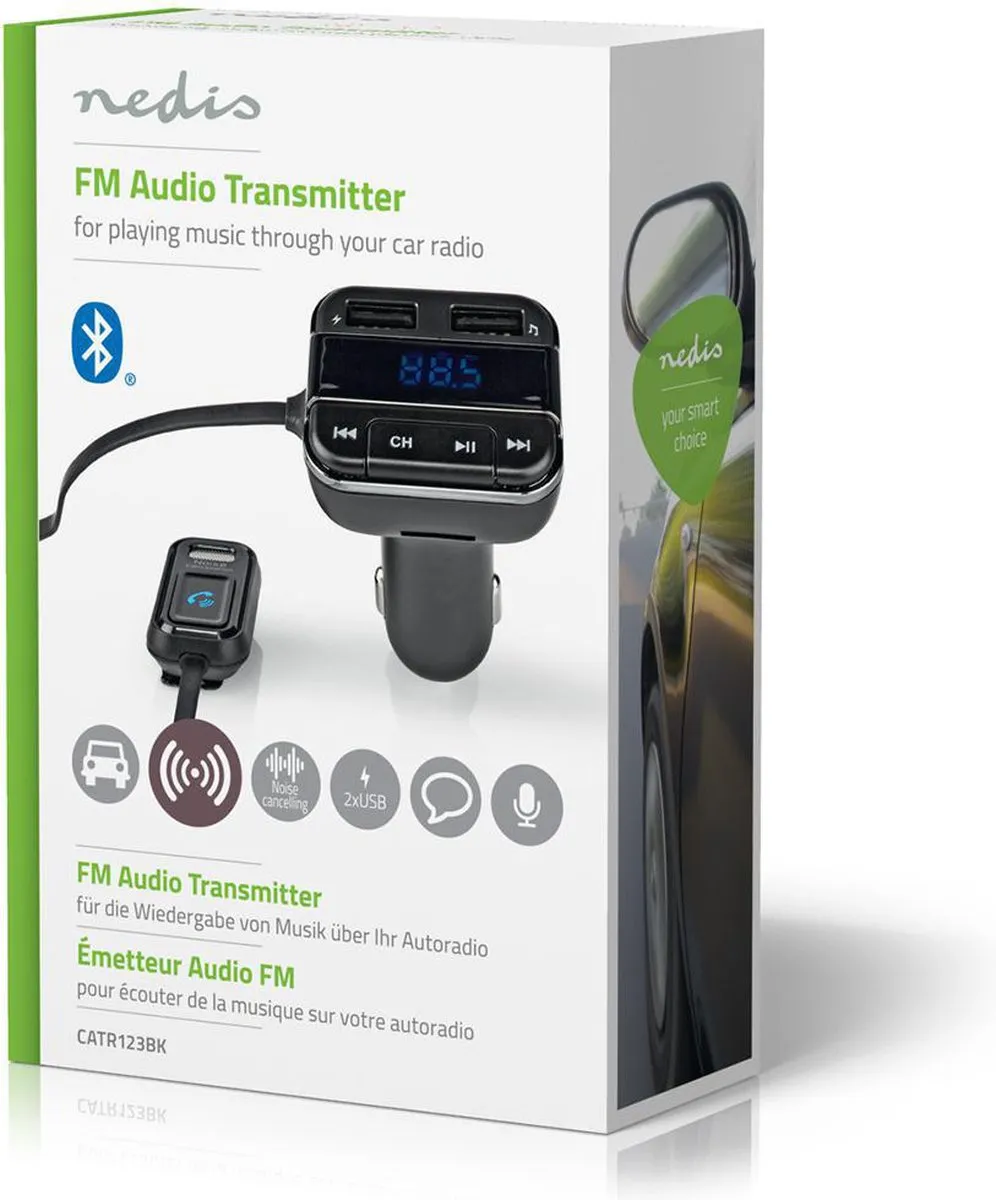 Nedis FM-Audiotransmitter Auto Handsfree Bellen - Grijs/Zwart