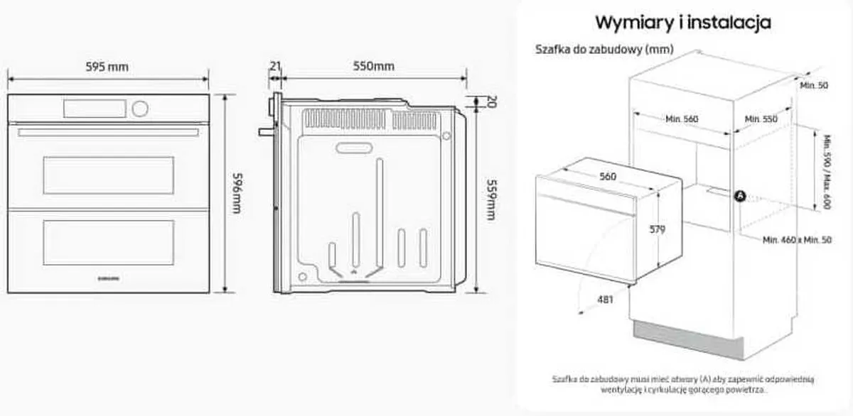Samsung NV7B5745PAS Inbouwoven 76L - Zwart