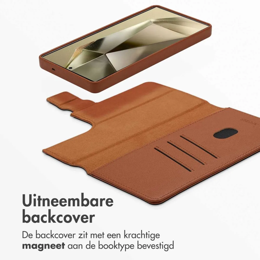 Accezz Hoesje Samsung Galaxy S25 Ultra Leather Bookcase 2-in-1 - Bruin