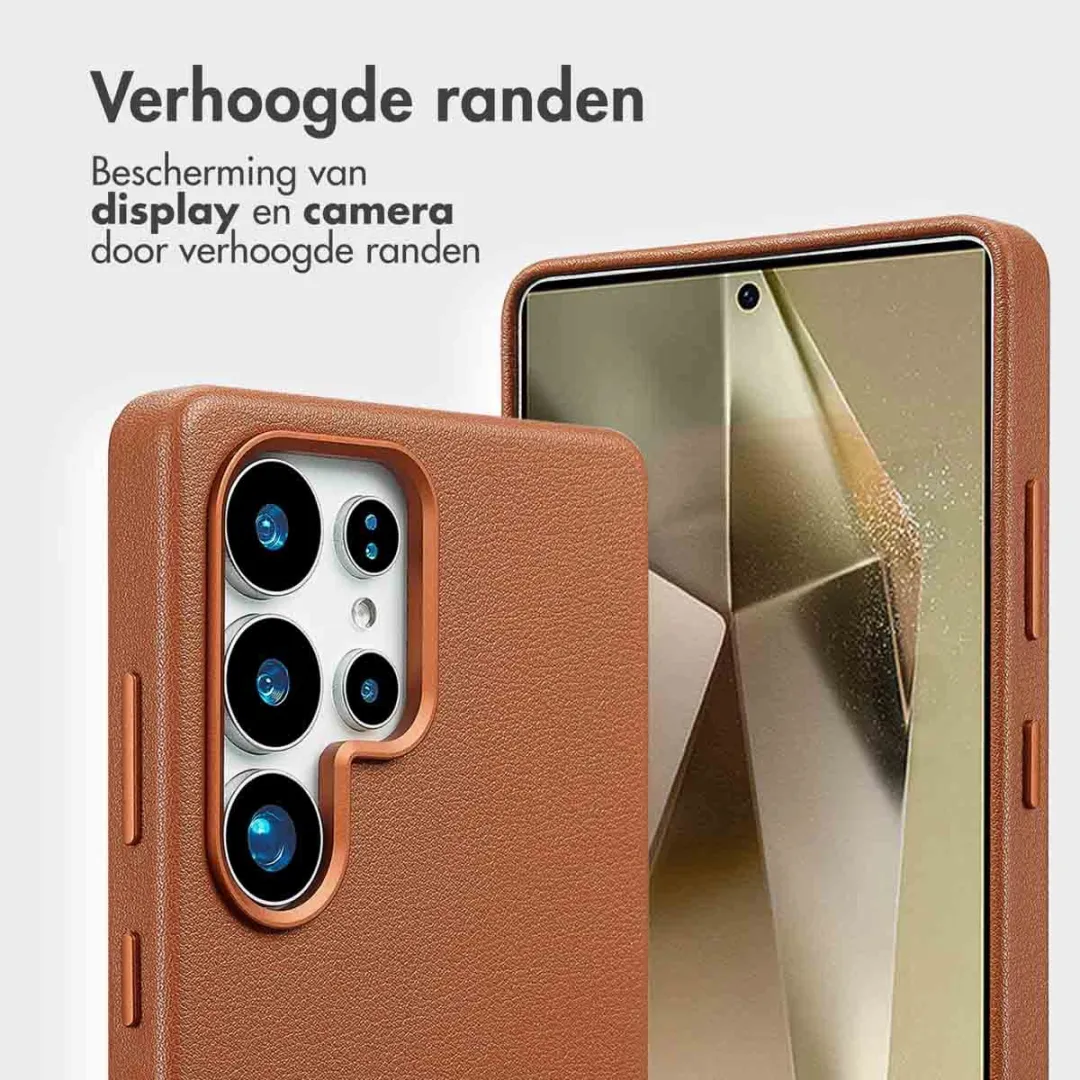 Accezz Hoesje Samsung Galaxy S25 Ultra Leather Bookcase 2-in-1 - Bruin