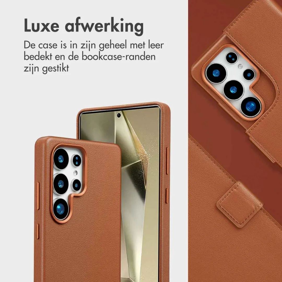 Accezz Hoesje Samsung Galaxy S25 Ultra Leather Bookcase 2-in-1 - Bruin