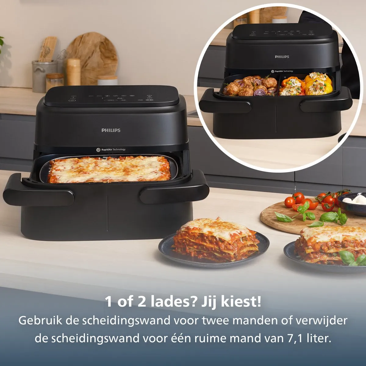 Philips 1000 Series NA150/00 Dual Basket Airfryer 7.1L - Zwart