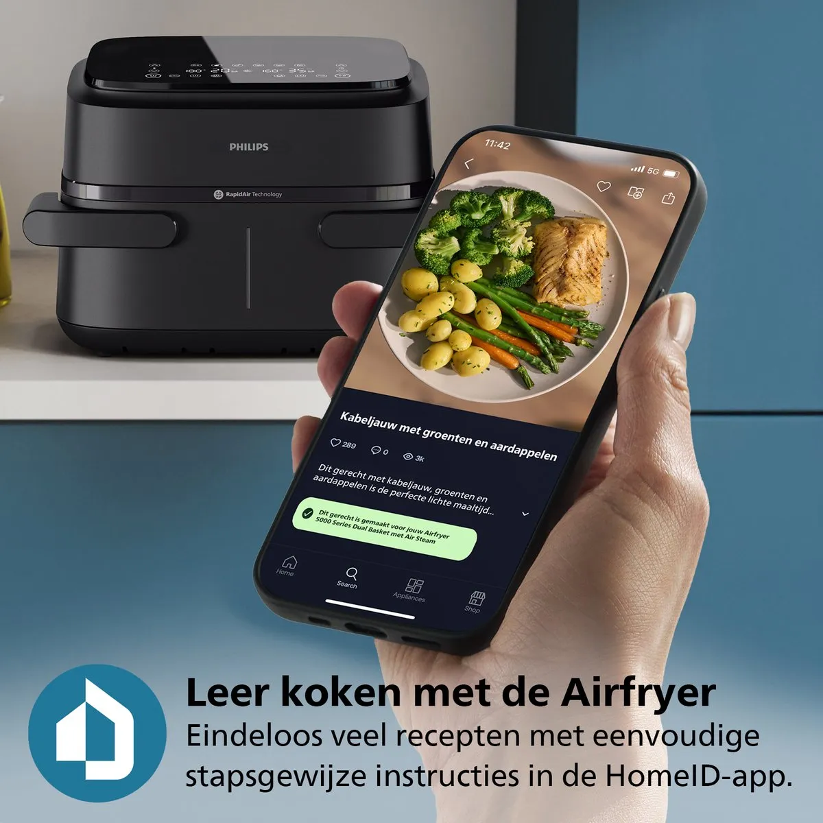 Philips 1000 Series NA150/00 Dual Basket Airfryer 7.1L - Zwart