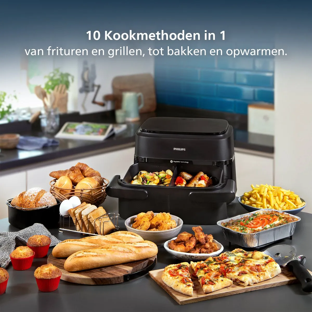 Philips 1000 Series NA150/00 Dual Basket Airfryer 7.1L - Zwart - afbeelding 6 van 6