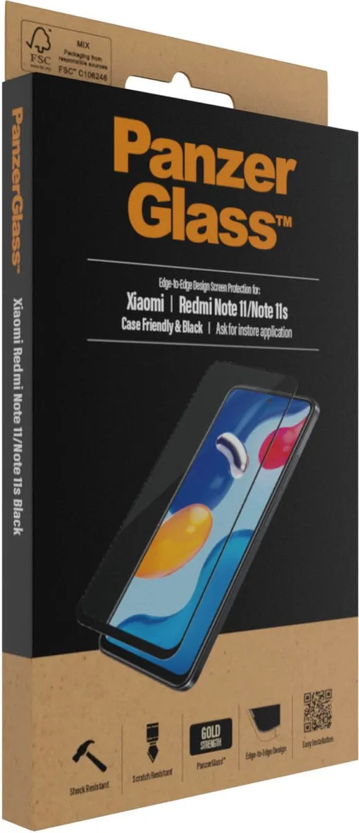 PanzerGlass Screen Protector Xiaomi Redmi Note 11/11S - Zwart - afbeelding 6 van 6