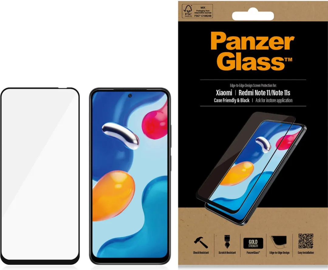 PanzerGlass Screen Protector Xiaomi Redmi Note 11/11S - Zwart - afbeelding 5 van 6