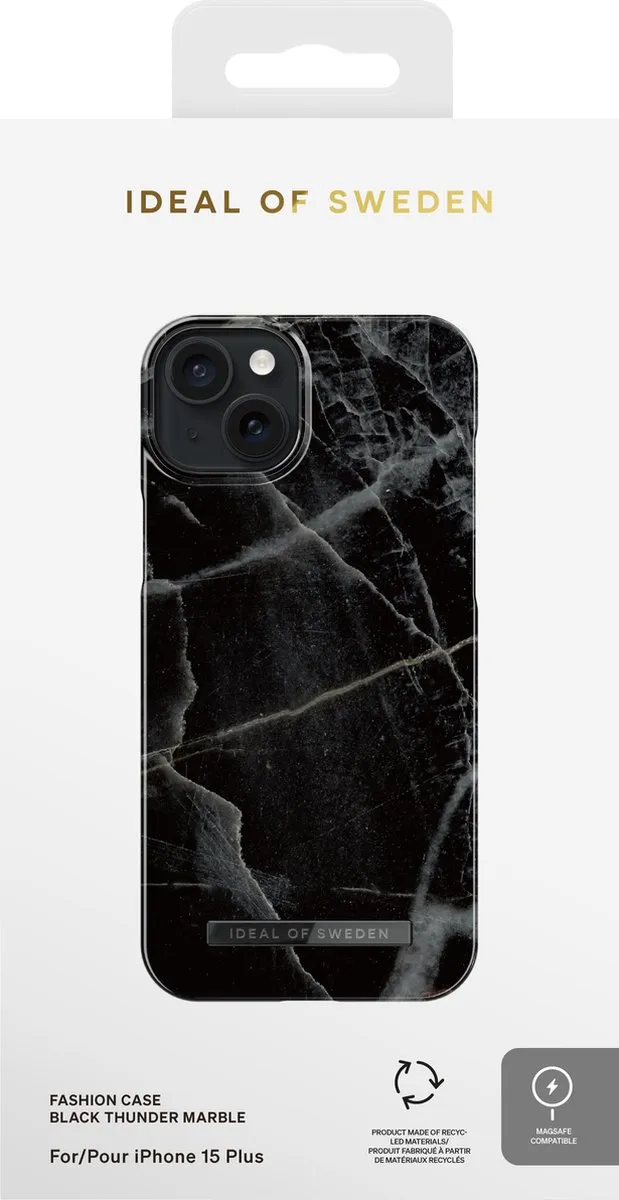 iDeal of Sweden Fashion Case MagSafe iPhone 15 Plus - IDFCMS-I2367-358 - Black Thunder Marble - afbeelding 3 van 6