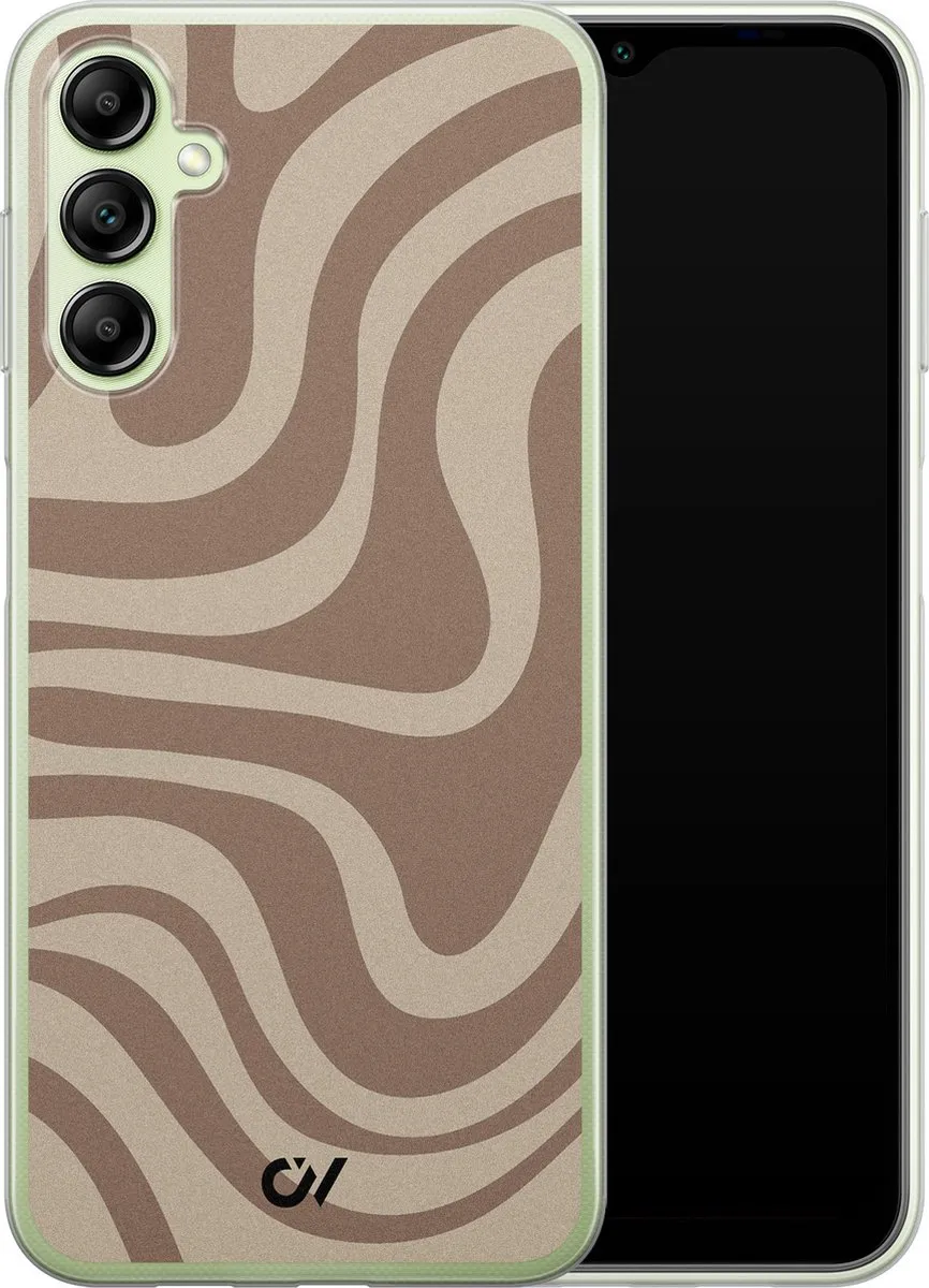 Casevibes Samsung Galaxy A14 5G Hoesje - Bruin Abstract Waves