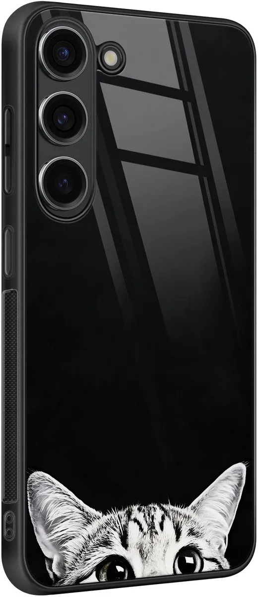 Casevibes Samsung Galaxy S23 Hoesje - Zwart - Kat Kiekeboe Print