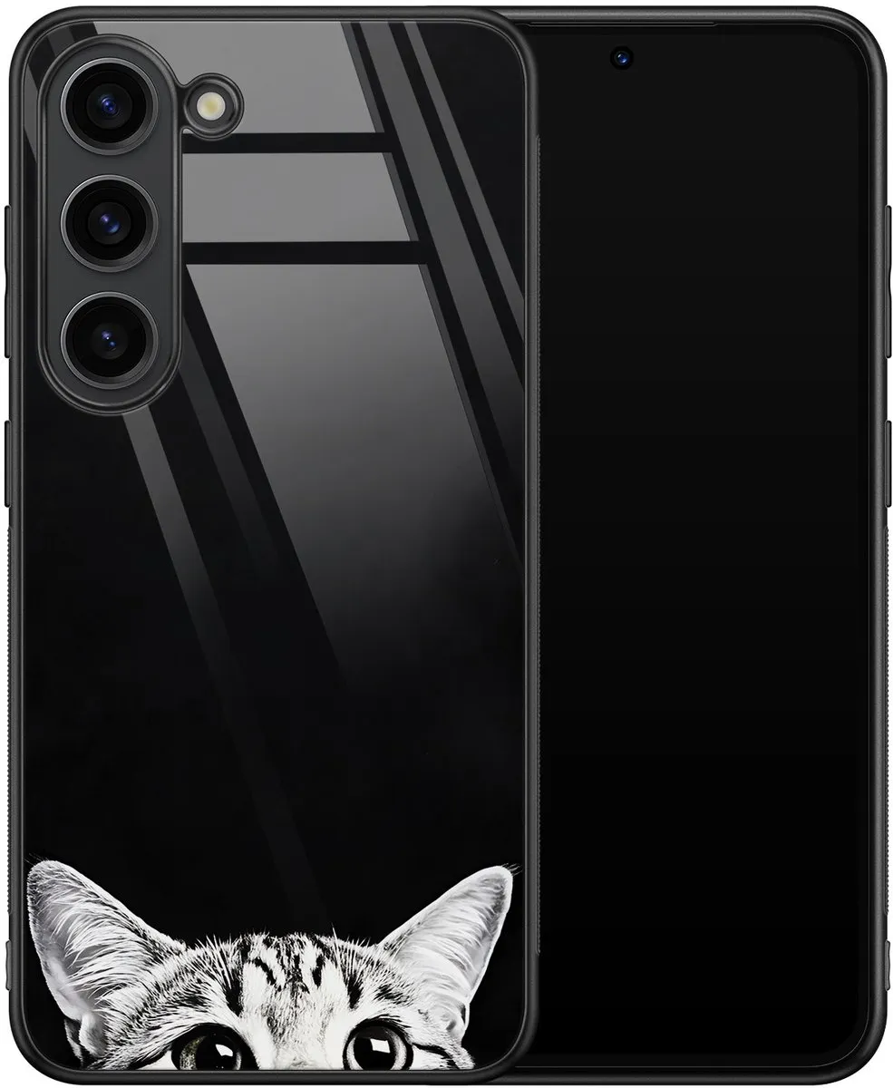 Casevibes Samsung Galaxy S23 Hoesje - Zwart - Kat Kiekeboe Print