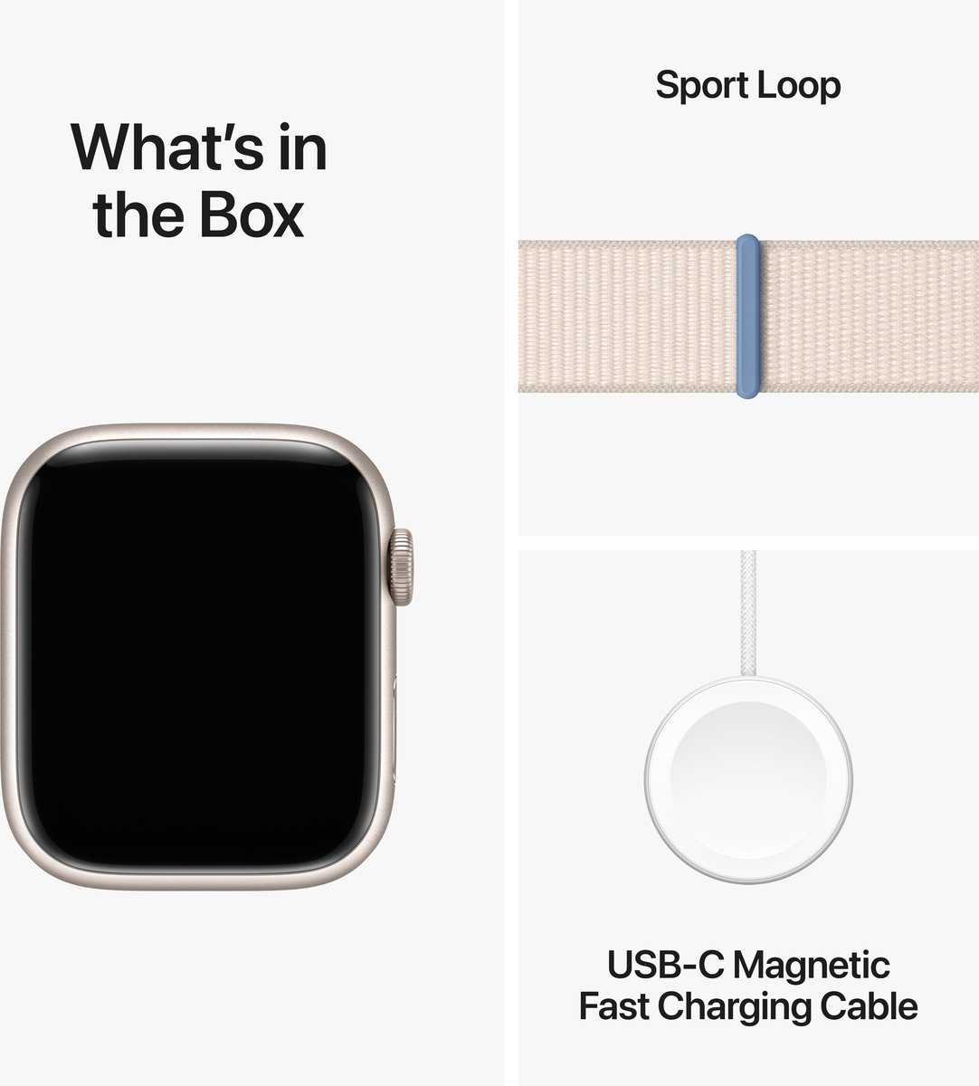 Apple Watch Series 9 - 45mm - Case with Starlight Sport Loop - Sterrenlicht Aluminium