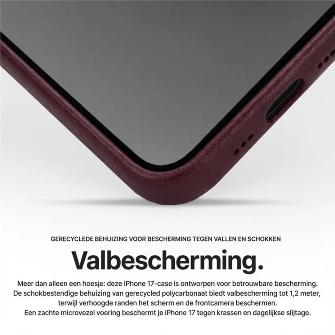 Decoded Leren Hoesje iPhone 17 Pro Max - Premium ECCO Leer - Burgundy Rood